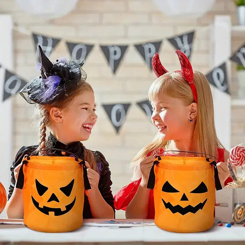 2PCS Halloween 3D Pumpkin Bags for Kids' Candy