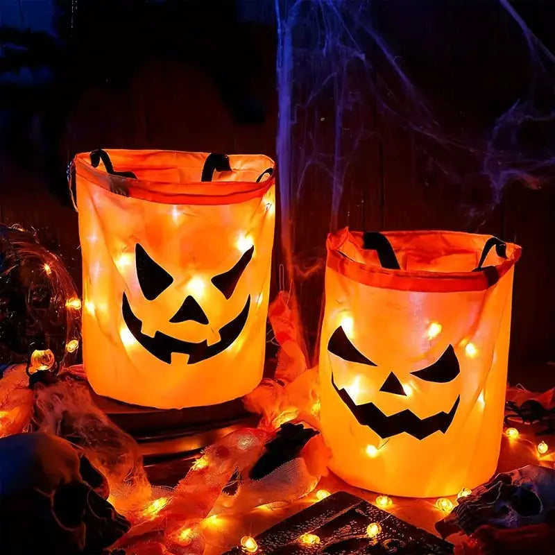 2PCS Halloween 3D Pumpkin Bags for Kids' Candy